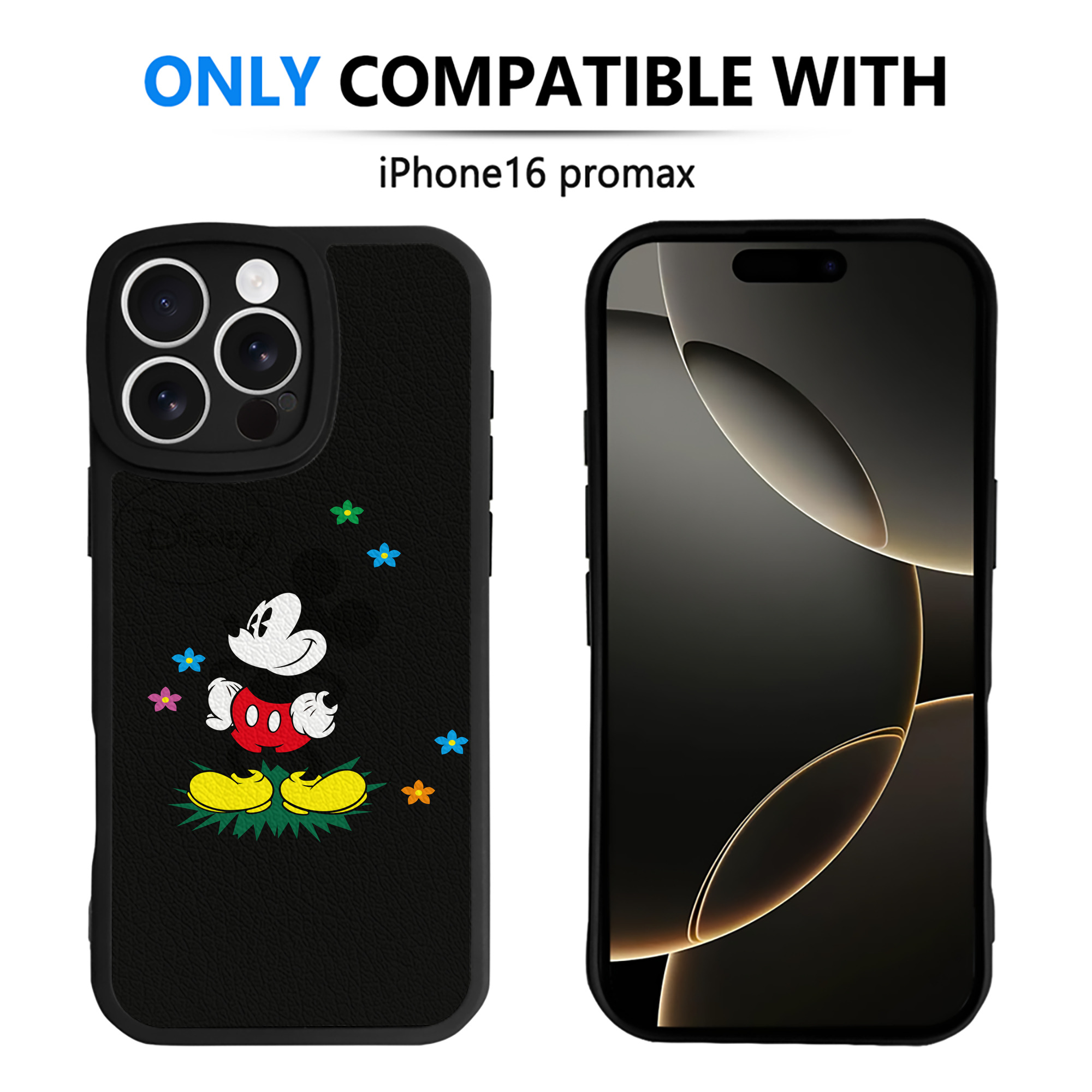 （画像用） ミッキーマウス Mickey Mouse 【iPhone 16シリーズ対応】シリコンスマホケース（レザー調） 材質：シリコン